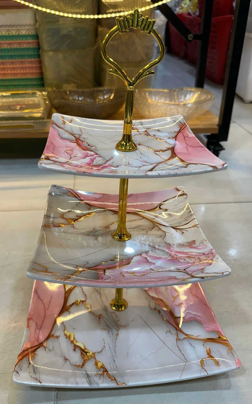 3 Tier Melamine Platter, Creative Colorful Glass Plate, Light Luxury Snack Serving Tray, Home Dining Room Table Tray, Party Snacks Serving Tray 3 Tier Melamine Platter, Creative Colorful Glass Plate, Light Luxury Snack Serving Tray, Home Dining Room Table Tray, Party Snacks Serving Tray